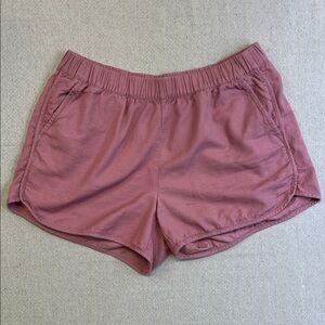Madewell Mauve/Dusty Rose Elastic-Waist Athletic Shorts Pockets